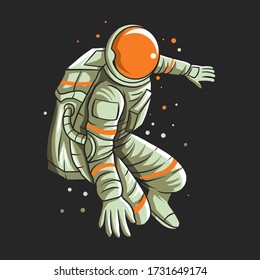 astronaut flying on space vector illustration