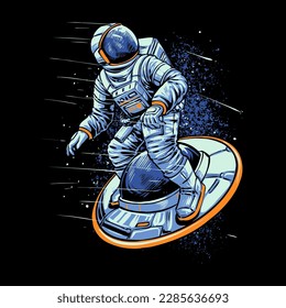 astronaut flying on a ufo illustration