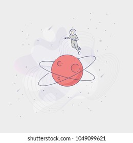 Astronaut flying in open space
