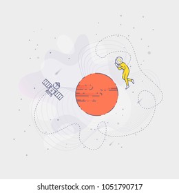 Astronaut flying in open space