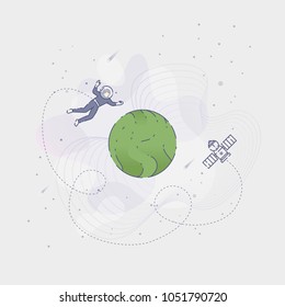 Astronaut flying in open space j