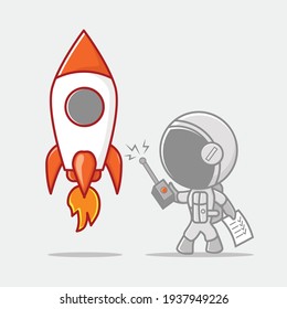 un astronauta que vuela un cohete