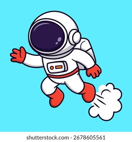Astronaut Flying In The Sky Vector. Astronaut Illustration Cartoon Fly.