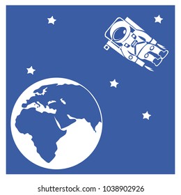 astronaut flying in space above the earth