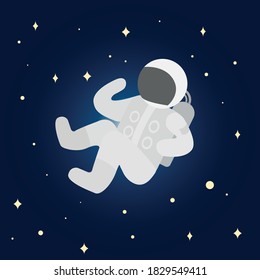 Astronaut Flying In Space Design Vector