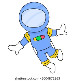astronaut is flying in space exploring space, vector illustration art. doodle icon image kawaii.