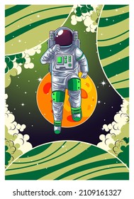 astronaut flying in space illustration