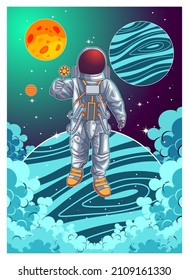 astronaut flying in space illustration