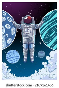 astronaut flying in space illustration