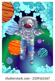 astronaut flying in space illustration