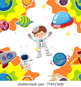 Astronaut flying in space illustration