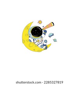 vector del logotipo del astronauta en el espacio