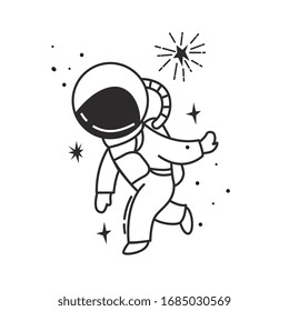 astronaut flying in the space universe between stars. vector illustration