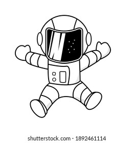 astronaut flying in space vector illustration logo design