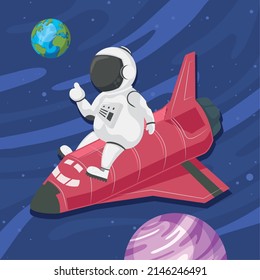 astronaut flying in spaceship scene