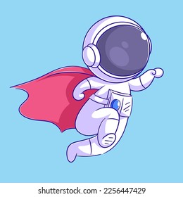 Astronaut is flying and wearing superhero cape