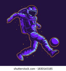 astronaut football on space vector illustration design