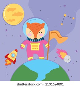 astronaut fox on earth at space