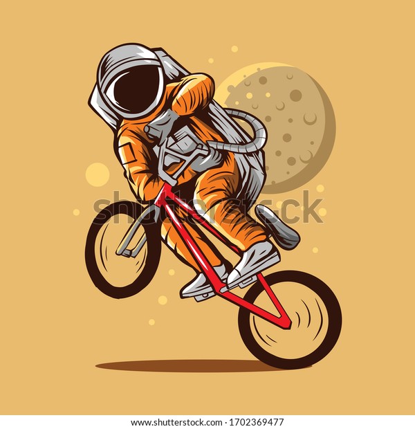 宇宙飛行士フリースタイルbmxバイクベクターイラストデザイン のベクター画像素材 ロイヤリティフリー