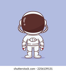 Astronaut in full space suit cartoon illustration