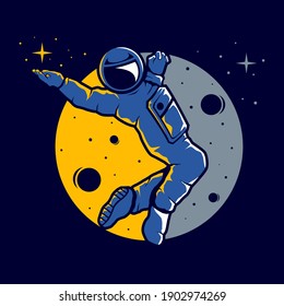 Astronauta con un divertido diseño de logo vectorial de estilo de transmisión