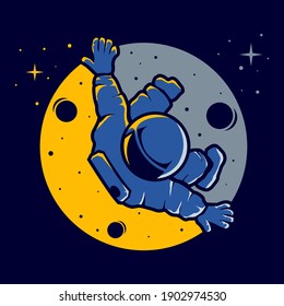 Astronaut with a funny hover style vector logo design