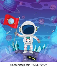 Astronaut in the galaxy background illustration