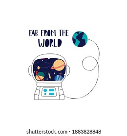 astronaut galaxy cosmos planet earth world polka sky universe rpcet moon far tee illustration art vector tee slogan