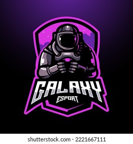Astronaut galaxy esport mascot logo design illustration vector for team gaming