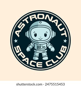 Astronaut in galaxy exploration spaceman Vintage Retro Badge logo