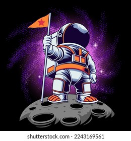 Astronaut with galaxy vector illustration on isolated background