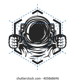 Astronaut with a geometric element. Abstract illustration.