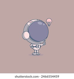 astronaut gets an idea with lightbulb