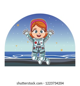 Astronaut girl cartoon