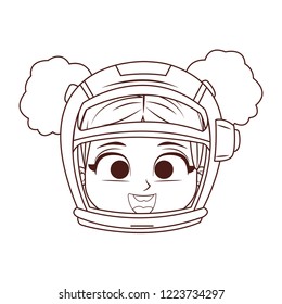 Astronaut girl face in black and white
