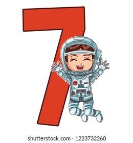 astronaut girl jumping number seven