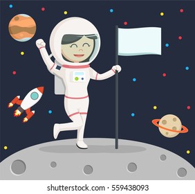 Astronaut Girl Moon Landing