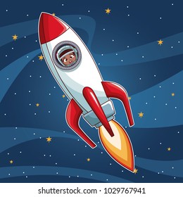 Astronaut girl on spaceship cartoon