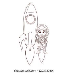 astronaut girl taking off black and white