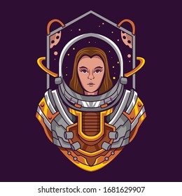 astronaut girl vector illustration design