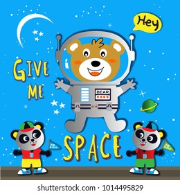 ASTRONAUT give me space cartoon illustration vector