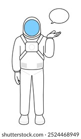 Astronaut giving directions, with a wipeout, Vector Illustration