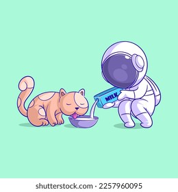 Astronauta dando leche al gato