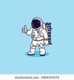  Astronaut Giving thumb up Cartoon Vector Icon Illustration Science Technology Icon Concept Isolated Premium Vector. Flat Cartoon Style that can be used for print and digital design .
