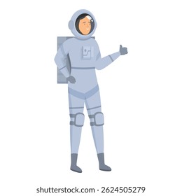 Astronaut is giving a thumbs up gesture, showing his approval and confidence