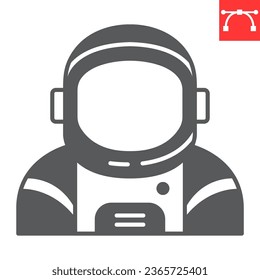 Astronaut glyph icon, cosmos and spaceman, cosmonaut vector icon, vector graphics, editable stroke solid sign, eps 10.