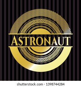 Astronaut gold badge. Vector Illustration. Detailed.