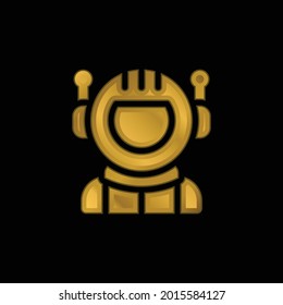 Astronaut gold plated metalic icon or logo vector