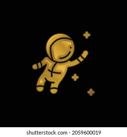 Astronaut gold plated metalic icon or logo vector