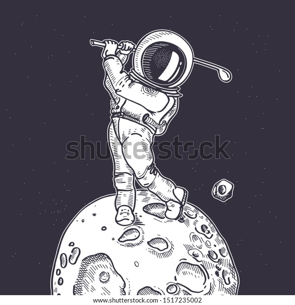 Astronaut Golf Club Game Golf Illustration Stock Vector Royalty Free